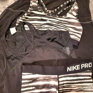 Nike 2 Piece Workout Bra & Shorts,Black Dri-Fit Over Tank..2 Piece (S)/ Tank (M)